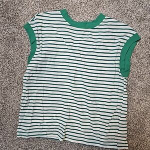 LA MIEL Green and White Striped Tee